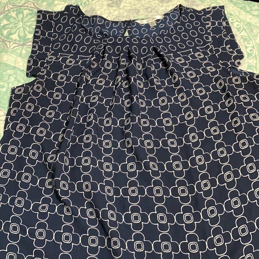 Navy and white floral dress shirt
